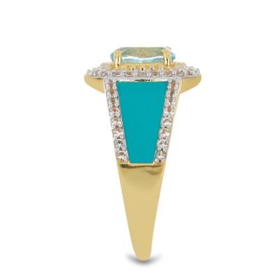 BUY 925 SILVER NATURAL SKY BLUE TOPAZ WITH WHITE ZIRCON GEMSTONE ENAMEL RING 